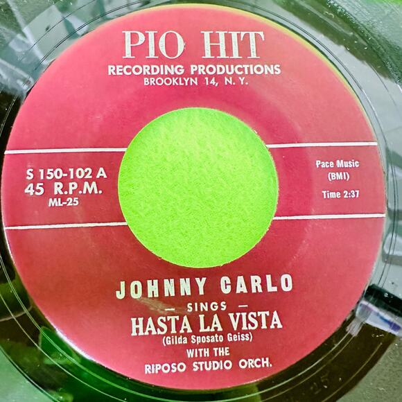 JOHNNY CARLO SINGS No Blue Tomorrow / Hasta La Vista PIO HIT 45rpm Vinyl Record‎ - Picture 4 of 6